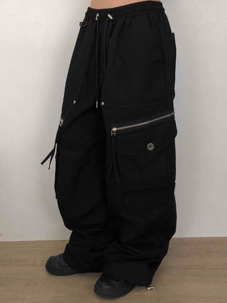 Military Multi-Zipper Balloon Fit Cargo Jogger Pants