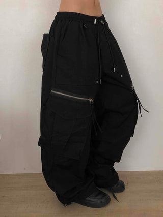 Military Multi-Zipper Balloon Fit Cargo Jogger Pants