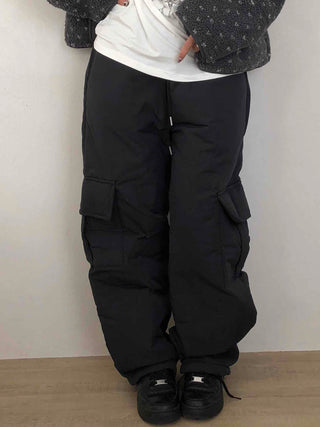 Street Cargo Pocket Padded Balloon Wide Elastic Pants