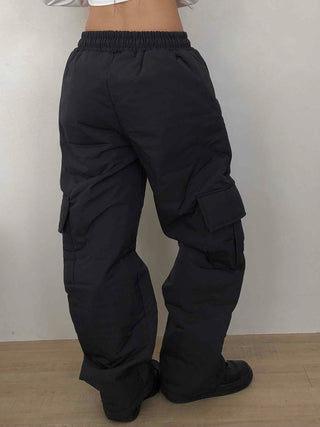 Street Cargo Pocket Padded Balloon Wide Elastic Pants