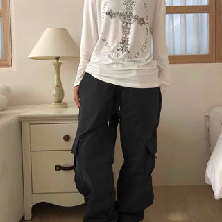 Street Cargo Pocket Padded Balloon Wide Elastic Pants