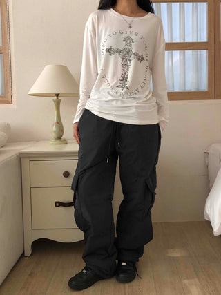 Street Cargo Pocket Padded Balloon Wide Elastic Pants