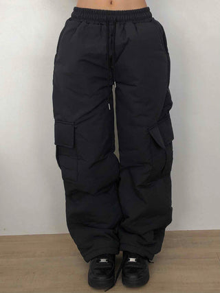 Street Cargo Pocket Padded Balloon Wide Elastic Pants