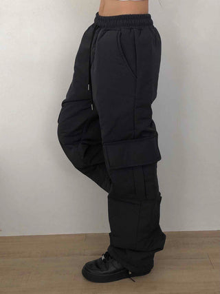 Street Cargo Pocket Padded Balloon Wide Elastic Pants