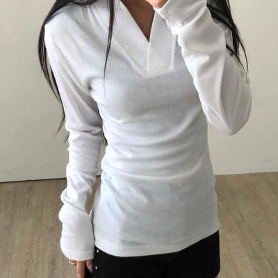 Tennis Collar Layered Sporty Long Sleeve Tee