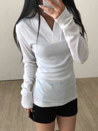 Tennis Collar Layered Sporty Long Sleeve Tee
