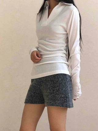 Tennis Collar Layered Sporty Long Sleeve Tee