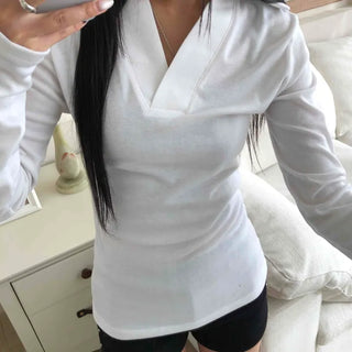 Tennis Collar Layered Sporty Long Sleeve Tee