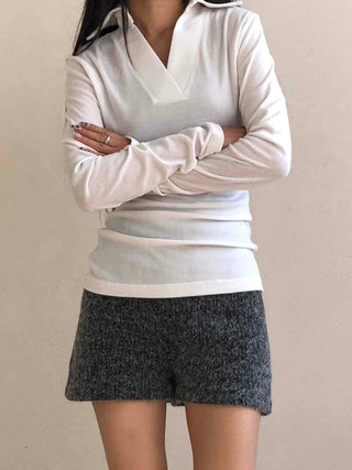 Tennis Collar Layered Sporty Long Sleeve Tee