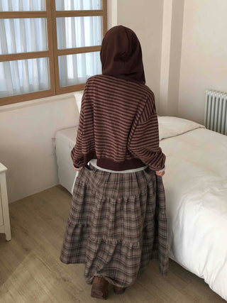 Vintage Striped Loose Fit Zip-Up Hoodie