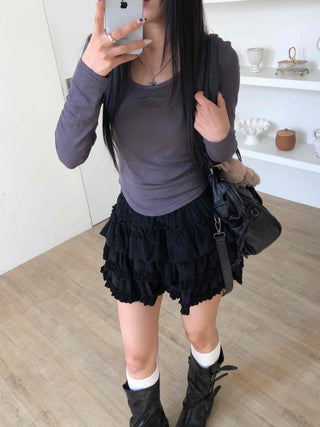 Shirred Tiered Frill Mini Skirt