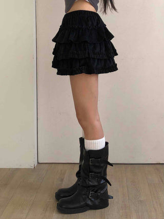Shirred Tiered Frill Mini Skirt