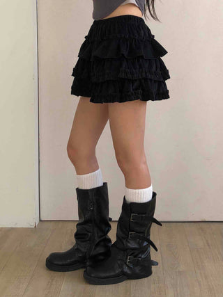 Shirred Tiered Frill Mini Skirt