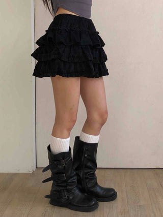 Shirred Tiered Frill Mini Skirt
