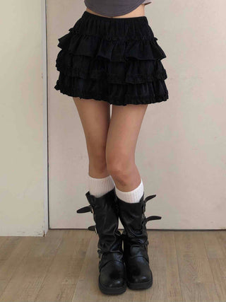 Shirred Tiered Frill Mini Skirt