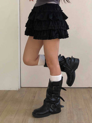 Shirred Tiered Frill Mini Skirt