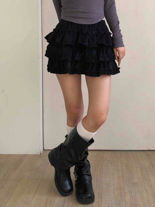 Shirred Tiered Frill Mini Skirt