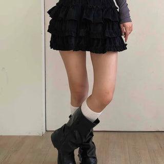 Shirred Tiered Frill Mini Skirt