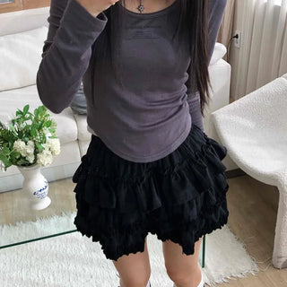 Shirred Tiered Frill Mini Skirt