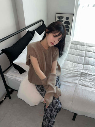 Rose Pattern Semi-Wide Elastic Waist Straight Pants
