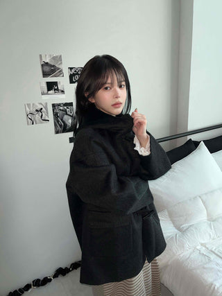 Stand Collar Hooded Single Button Oversized Long Duffle Coat