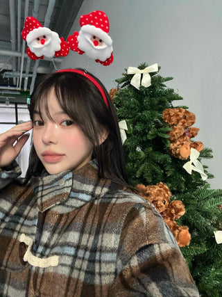 Vintage Check Oversized Wool Blend Toggle Duffle Coat