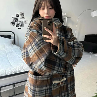 Vintage Check Oversized Wool Blend Toggle Duffle Coat