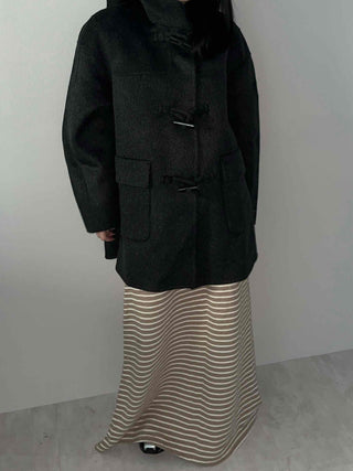 Color Mix Elastic Banded Striped Maxi Skirt
