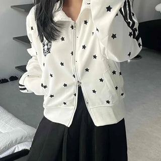 Star pattern striped track campus jumper