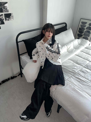 Star pattern striped track campus jumper