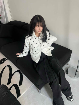 Star pattern striped track campus jumper