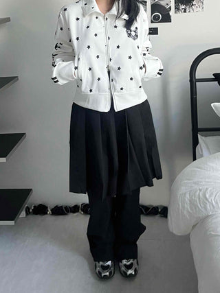 Star pattern striped track campus jumper
