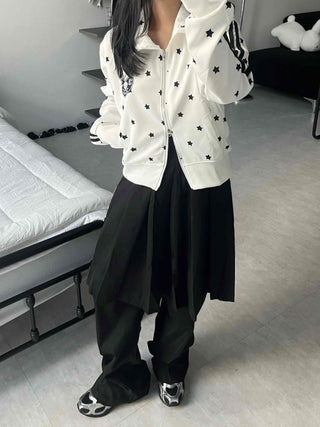 Star pattern striped track campus jumper
