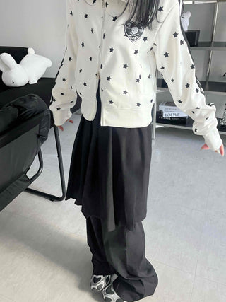 Star pattern striped track campus jumper