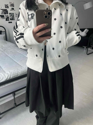 Star pattern striped track campus jumper