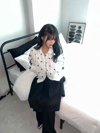 Star pattern striped track campus jumper