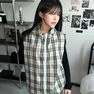 Vintage Check Zip-up Vest