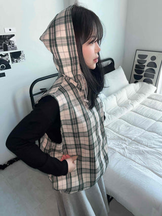 Vintage Check Zip-up Vest