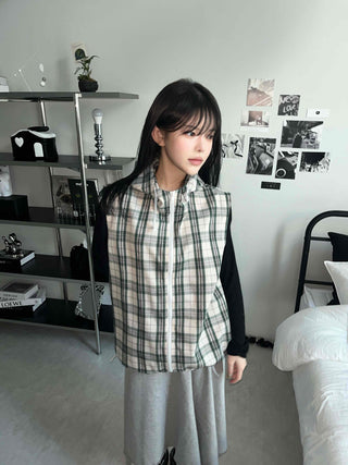 Vintage Check Zip-up Vest