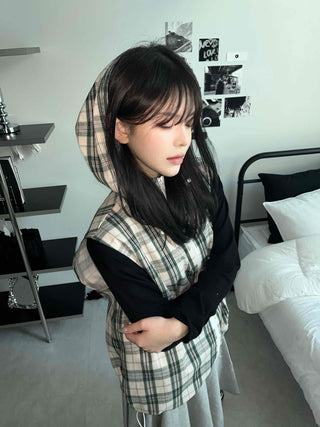 Vintage Check Zip-up Vest