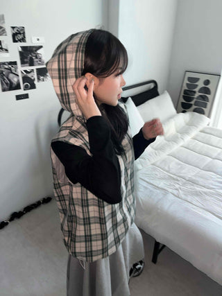 Vintage Check Zip-up Vest
