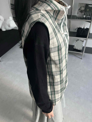 Vintage Check Zip-up Vest
