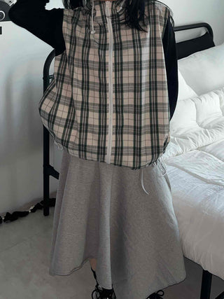 Vintage Check Zip-up Vest