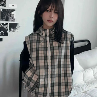 Vintage Check Zip-up Vest