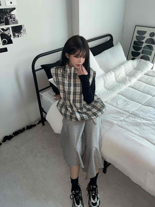 Vintage Check Zip-up Vest
