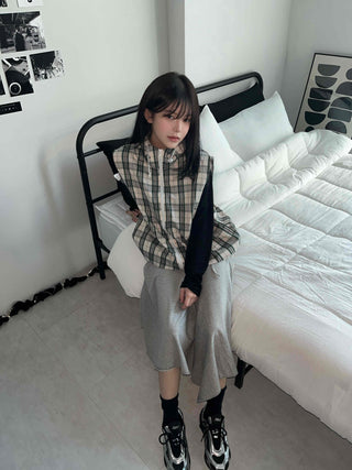 Vintage Check Zip-up Vest