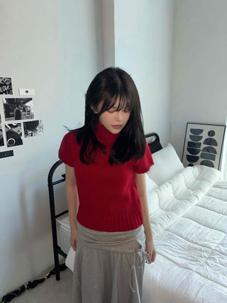 Low-Waist Asymmetrical Flare Sweat Midi Skirt