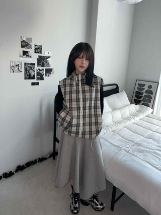 Low-Waist Asymmetrical Flare Sweat Midi Skirt