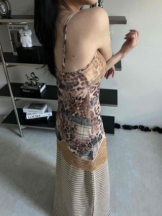 Mixed Pattern Sheer Mesh Lace V-Neck Bustier