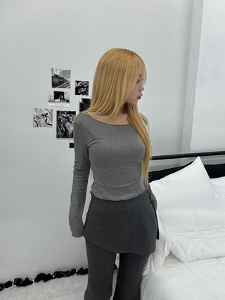 Knit Bustier Layered Frill Long T-shirt Set